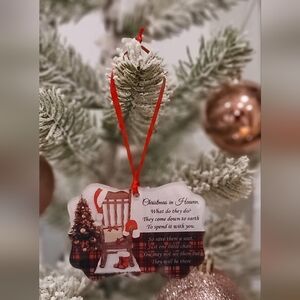 Christmas in Heaven Memorial Ornament with Red Ribbon